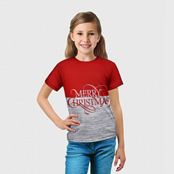 Футболка детская Merry Christmas красный, цвет: 3D-принт — фото 2