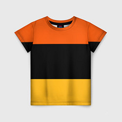 Футболка детская Полосатый оранжевый с черной и белой полосой, цвет: 3D-принт