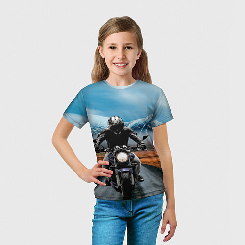 Детская футболка Мотоцикл в горах / 3D-принт – фото 5