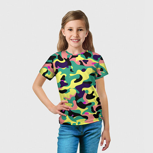 Детская футболка Неоновый камуфляж / 3D-принт – фото 5