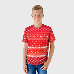 Футболка детская Праздничный красный свитер, цвет: 3D-принт — фото 2