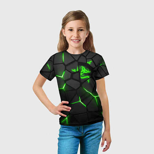 Детская футболка Razer green neon / 3D-принт – фото 5