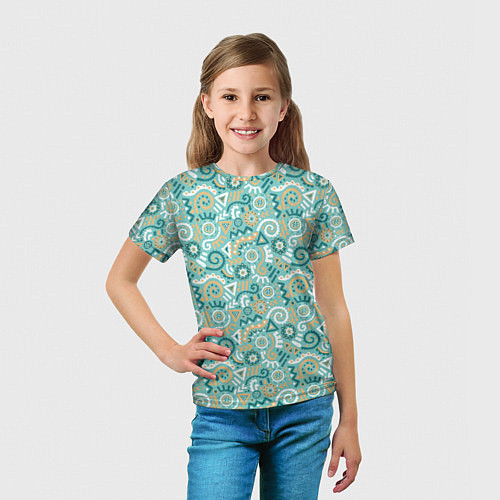 Детская футболка Узор этнический гранж / 3D-принт – фото 5