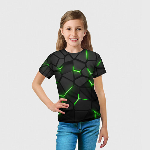Детская футболка Green neon steel / 3D-принт – фото 5