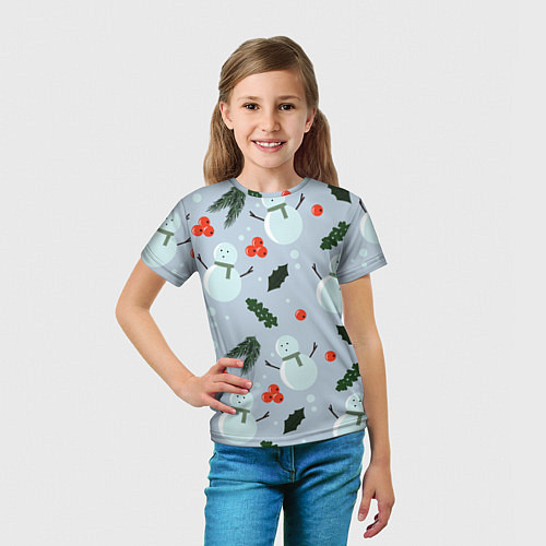 Детская футболка Снеговики и ягодки / 3D-принт – фото 5