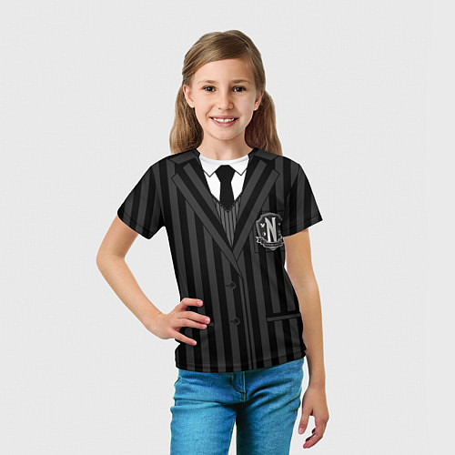 Детская футболка Ученик академии Невермор ЧБ: униформа / 3D-принт – фото 5
