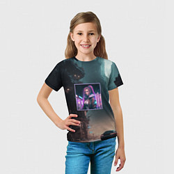 Футболка детская Sci-fi girl and cyberpunk vibes, цвет: 3D-принт — фото 2