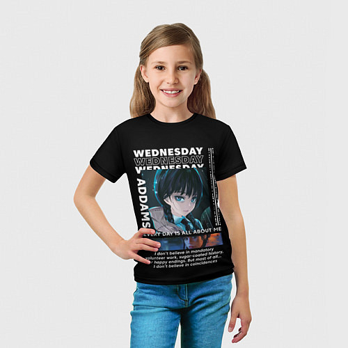 Детская футболка Уэнздей Фрайдей Аддамс / 3D-принт – фото 5