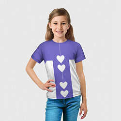 Футболка детская Белые сердца на фиолетовом, цвет: 3D-принт — фото 2