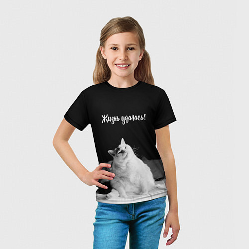 Детская футболка Жирный кот - жизнь удалась / 3D-принт – фото 5