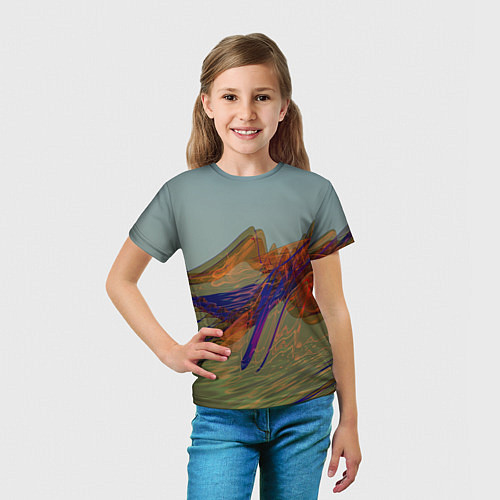 Детская футболка Волнообразные разноцветные музыкальные линии / 3D-принт – фото 5
