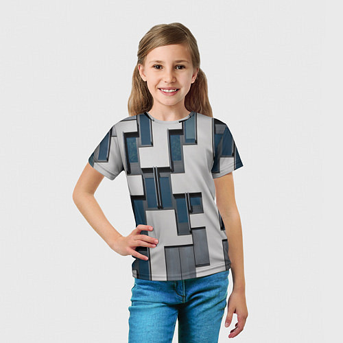 Детская футболка Абстрактный лабиринт из окон и стен / 3D-принт – фото 5