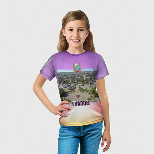 Детская футболка Глазов - Площадь Свободы и вокзал / 3D-принт – фото 5