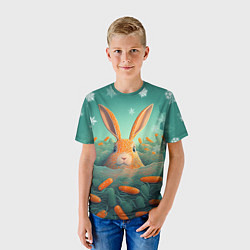 Футболка детская Кролик в море моркови, цвет: 3D-принт — фото 2
