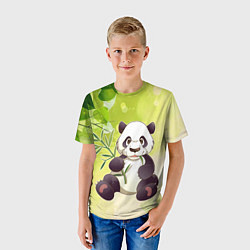 Футболка детская Панда на фоне листьев, цвет: 3D-принт — фото 2
