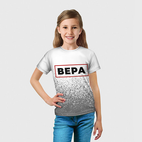 Детская футболка Вера - в красной рамке на светлом / 3D-принт – фото 5