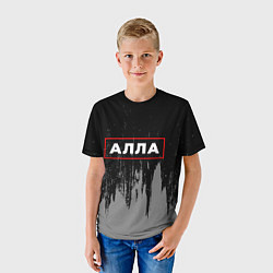 Футболка детская Алла - в красной рамке на темном, цвет: 3D-принт — фото 2