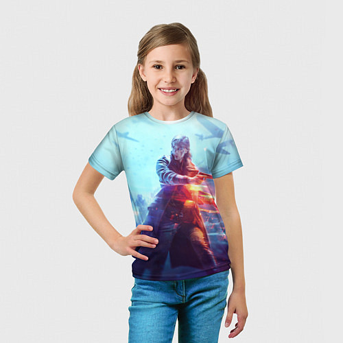 Детская футболка Баттлфилд 5 девушка / 3D-принт – фото 5