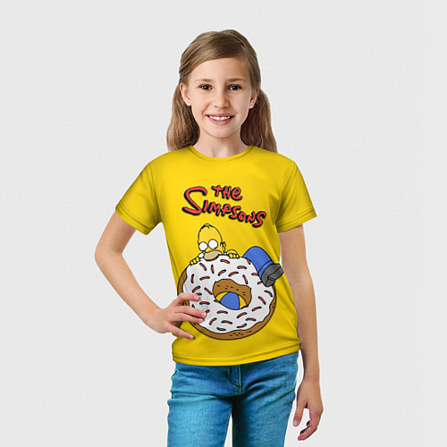 Детская футболка Гомер Симпсон ест пончик / 3D-принт – фото 5