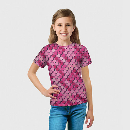 Детская футболка Розовый камуфляж / 3D-принт – фото 5