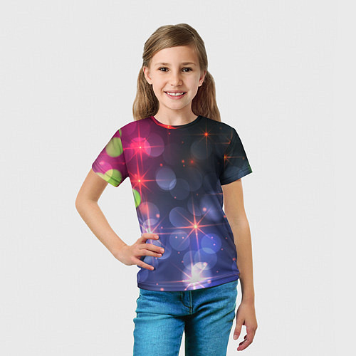 Детская футболка Поп арт неоновые звезды космического неба / 3D-принт – фото 5