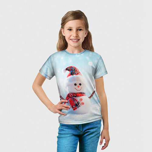 Детская футболка Милый снеговик / 3D-принт – фото 5