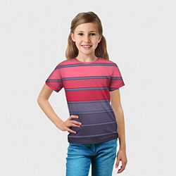 Футболка детская Полосатый красно -серый, цвет: 3D-принт — фото 2