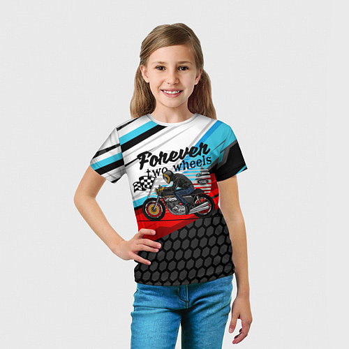Детская футболка Два колеса навсегда мотоспорт / 3D-принт – фото 5