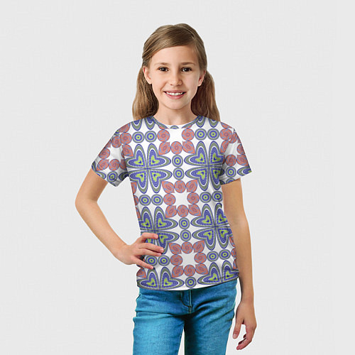 Детская футболка Мозаика, абстрактные сердечки / 3D-принт – фото 5