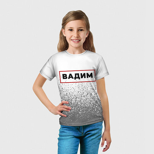Детская футболка Вадим - в красной рамке на светлом / 3D-принт – фото 5