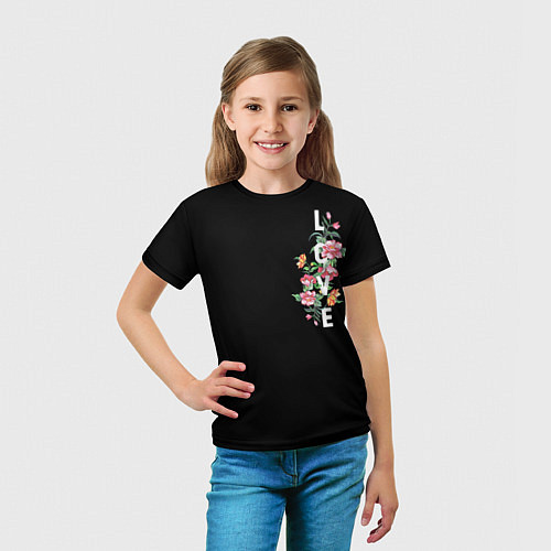 Детская футболка Love bloom flowers / 3D-принт – фото 5