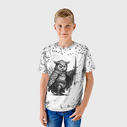 Футболка детская Воинственная сова, цвет: 3D-принт — фото 2