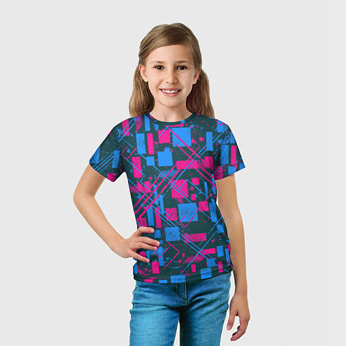 Детская футболка Геометрическая абстракция из квадратов и прямоугол / 3D-принт – фото 5