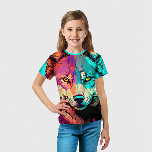 Детская футболка Яркий волк / 3D-принт – фото 5