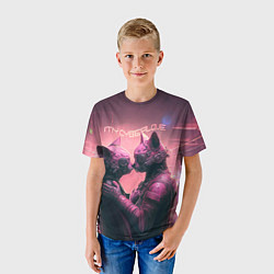 Футболка детская Влюбленные кибер-котики, цвет: 3D-принт — фото 2