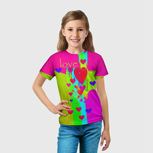Детская футболка Love сердечки / 3D-принт – фото 5