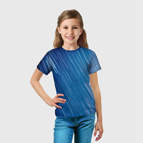 Детская футболка Белые полосы на синем фоне / 3D-принт – фото 5