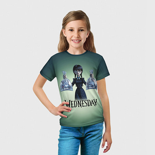 Детская футболка Уэнсдэй с пираньями / 3D-принт – фото 5