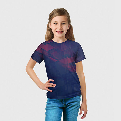 Детская футболка Абстрактный прозрачный стеклянный фиолетовый патте / 3D-принт – фото 5