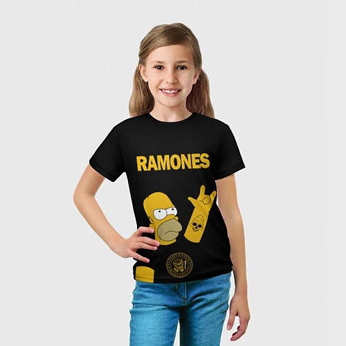 Детская футболка Ramones Гомер Симпсон рокер / 3D-принт – фото 5