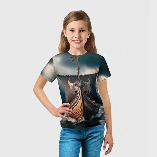 Детская футболка Корабль в бушующем море / 3D-принт – фото 5
