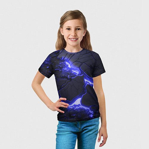 Детская футболка Красивая синяя неоновая лава / 3D-принт – фото 5