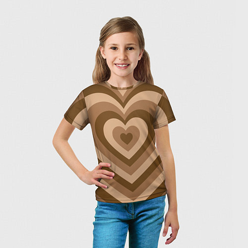Детская футболка Hearts brown / 3D-принт – фото 5