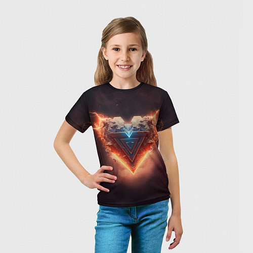 Детская футболка Каменное сердце в неоновом красном электрическом с / 3D-принт – фото 5