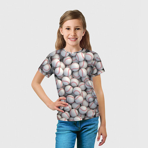 Детская футболка Бейсбольные мячи / 3D-принт – фото 5