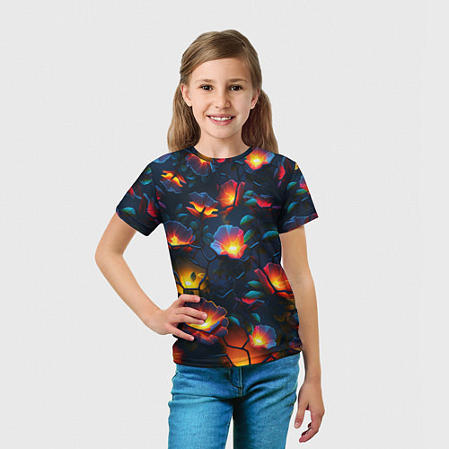 Детская футболка Светящиеся цветы / 3D-принт – фото 5