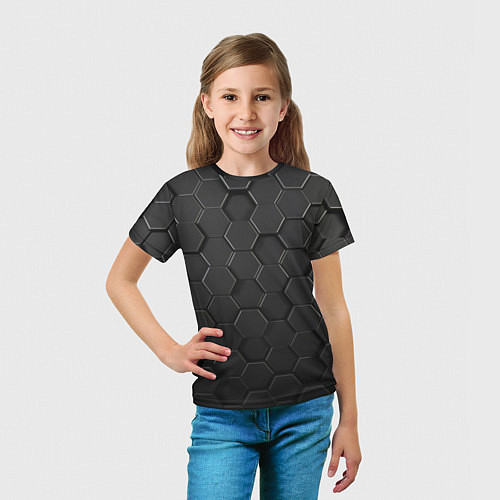 Детская футболка Abstraction hexagon grey / 3D-принт – фото 5