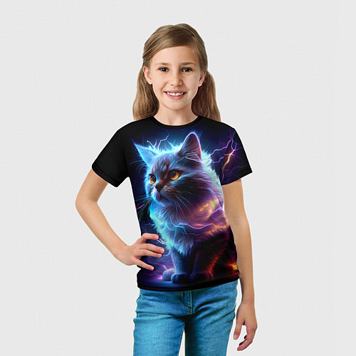 Детская футболка Электрический котёнок искрящий молниями / 3D-принт – фото 5