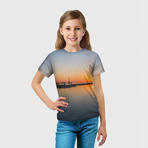 Детская футболка Санкт-Петербург, закат на Финском заливе / 3D-принт – фото 5