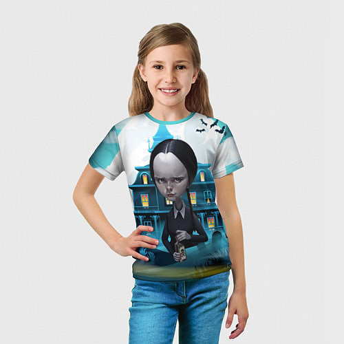 Детская футболка Семейка Аддамс - старый замок / 3D-принт – фото 5